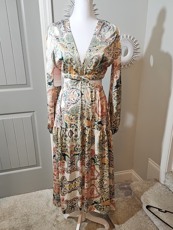 Lush Dresses & Skirts - Lush Cream Paisley Wrap Maxi Dress